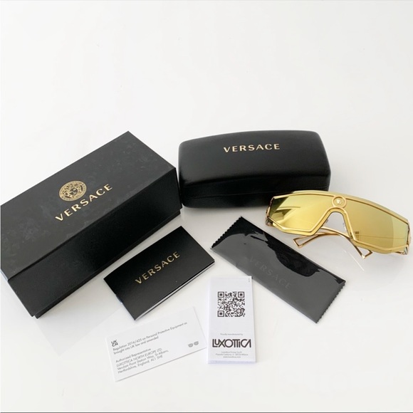 Versace Unisex Gold Mirrored Sunglasses, New - Picture 14 of 14